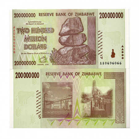 2008 * Billet Zimbabwe 200 Millions - 200.000.000 Dollars "Chiremba Rocks" (p81) NEUF