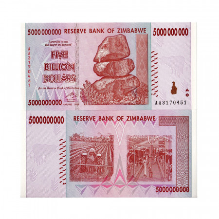 2008 * Billet Zimbabwe 5 Billion - 5.000.000.000 Dollars "Chiremba Rocks" (p84) NEUF