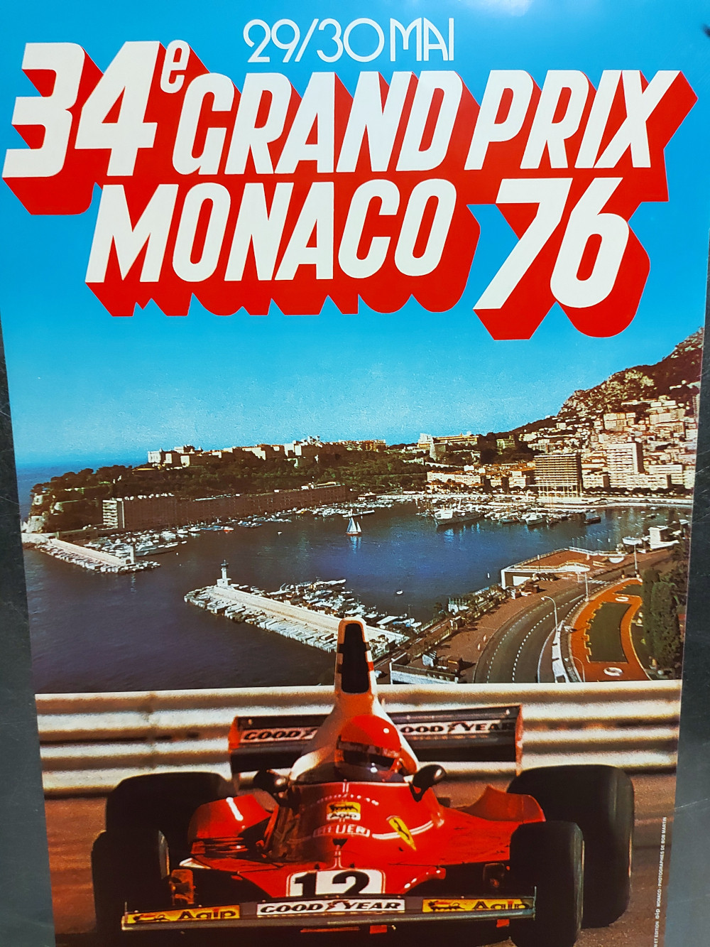 1976 * Affiche Original 34e Grand Prix Monaco F1 - Niki Lauda - Bob  Martin (A) - Mynumi