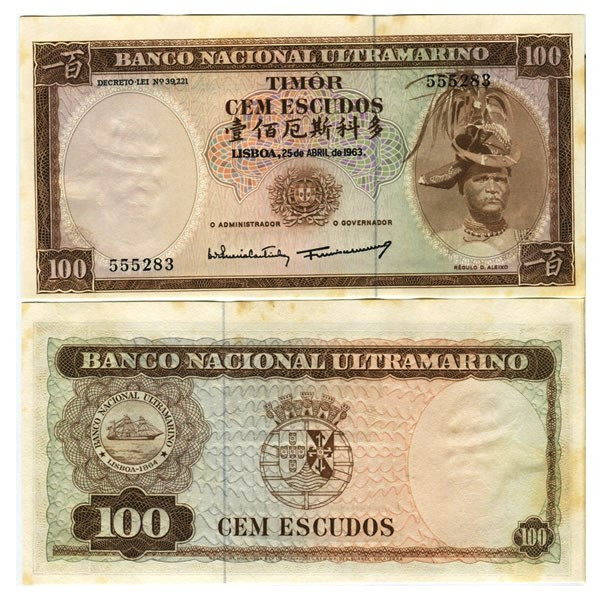 Timor-Leste 100 Escudos 1963 AUnc Stains P 28a-U8 6395