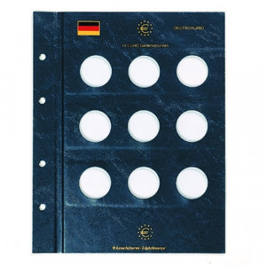 Feuilles Numismatiques Leuchtturm Vista - Pour 10 Pièces De 2€, Pack De 2 - Perforation Anneaux, Bleu Foncé