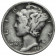 1942 (P) * 10 Cents (Dime) Dollar Argent États-Unis "Mercury Dime" (KM 140) TTB