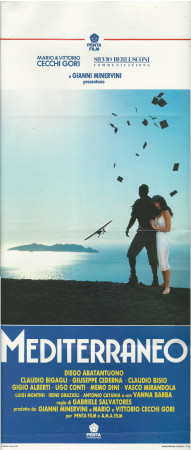 1991 * Cartel Cinematográfico "Mediterraneo - Diego Abatantuono, Claudio Bigagli, Claudio Bisio" Comedia (B+)
