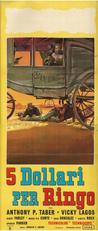 1965 * Cartel Cinematográfico "Cinque Dollari per Ringo - Vicky Lagos, Albert Farley" Western (B+)