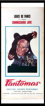 1964 * Cartel Cinematográfico "Fantomas '70 - Louis De Funès, Jean Marais, Mylène Demongeot" Policíaco (A-)