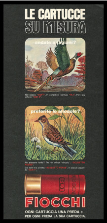 Anos 70 * Anuncio Original "Fiocchi, Le Certucce su Misura, Tipo 2" Italia