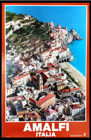 1970ca * Cartel Turismo Original "Amalfi, Costiera Amalfitana" Italia (B+)