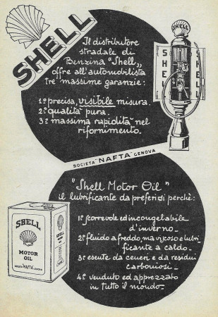 1928 * Anuncio Original "Shell - Offre Tre Massime Garanzie" en Passepartout