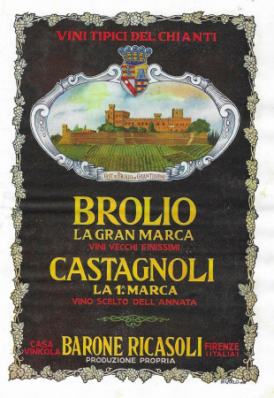 1928 * Anuncio Original "Chianti Brolio Barone Ricasoli - DI CARLO" en Passepartout