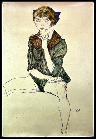 1990ca * Cartel Arte Original "EGON SCHIELE - Ragazza con Camicia Verde" Italia (A-)