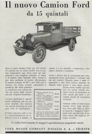 1929 * Anuncio Original "Ford - Il Nuovo Camion da 15 Quintali" en Passepartout