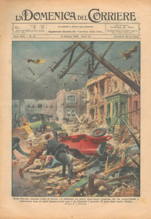 1929 * Revista Histórica Original "La Domenica Del Corriere (N°41) - Ciclone in Florida"