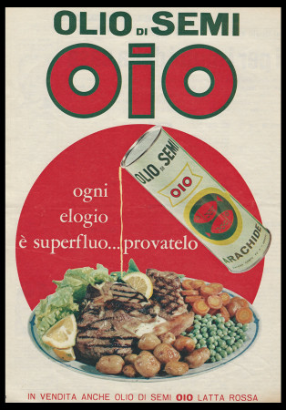 Anni '70 * Anuncio Original "Oio Olio di Semi Arachide, Ogni Elogio E' Superfluo" en Passepartout