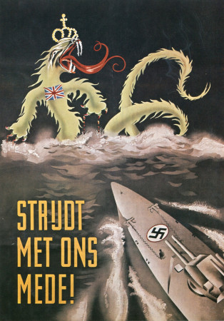 ND (WWII) * Propaganda de Guerra Reproducción "Germania - Combattete Con Noi!" en Passepartout