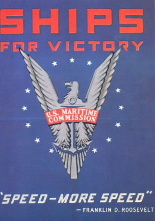 ND (WWII) * Propaganda de Guerra Reproducción "USA - Navi Per La Vittoria" en Passepartout