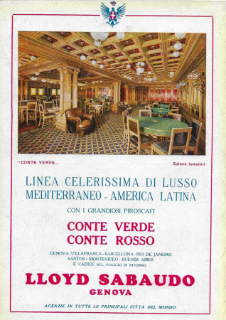 1931 * Anuncio Original "Lloyd Sabaudo - Grandiosi Piroscafi Conte Verde e Conte Rosso" en Passepartout