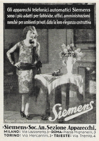 1928 * Anuncio Original "Siemens - Apparecchi Telefonici Automatici" en Passepartout