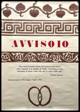1981 * Cartel Arte Original "TONINO GUERRA - Avviso 10" Italia (B)