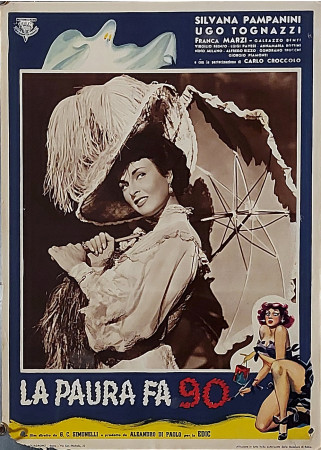 1951 * Cartel Cinematográfico "La Paura Fa 90 - Ugo Tognazzi, Franca Marzi, Silvana Pampanini" Cómico (B-)