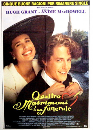 1994 * Cartel 2F Cinematográfico "Quattro Matrimoni e un Funerale - Hugh Grant" Comedia (A-)