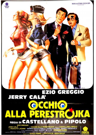 1990 * Cartel 2F Cinematográfico "Occhio alla Perestrojka - Jerry Calà, Ezio Greggio, Corinne Cléry" Comedia (B+)
