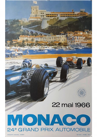 1966 * Cartel Original "Gran Premio di Monaco, Formula 1 - MICHAEL TURNER" (A)