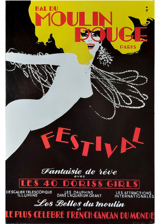 1980/90 ca * Cartel Original "Bal du Moulin Rouge - RENÉ GRUAU, Festival Fantaisie de Rève" (A)