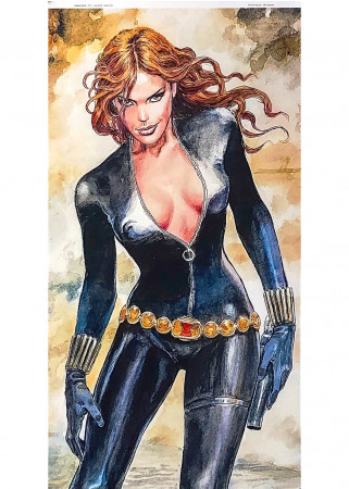 2014 * Cartel "Ilustración Marvel, Viuda Negra (Natasha Romanova) - MILO MANARA, SuperHeroes" (A)