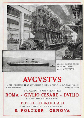 1928 * Anuncio Original "Navigazione Generale Italiana - Augustus - Il Più Grande Transatlantico" en Passepartout
