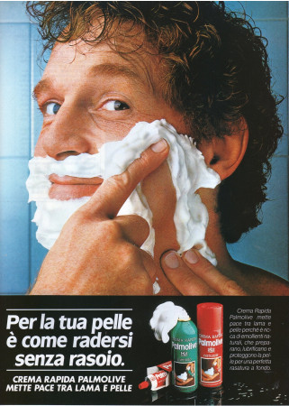 Anos 80 * Anuncio Original "Palmolive Crema Rapida, É Come Radersi Senza Rasoio"en Passepartout