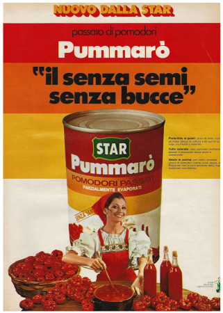 Anni '60 * Anuncio Original "Star Passato di Pomodori Pummarò, Il Senza Semi Senza Bucce" en Passepartout