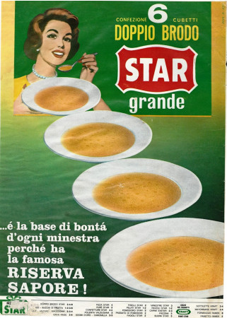 Anni '60 * Anuncio Original "Star Doppio Brodo Grande, Confezione 6 Cubetti, Minestra" en Passepartout