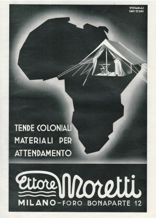 1937 * Anuncio Original "Ettore Moretti Tende Coloniali - VISIGALLI/GHITTONI" en Passepartout