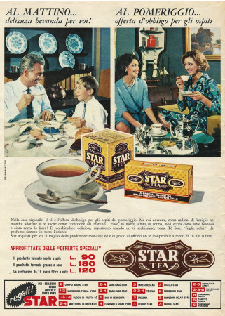 Anni '60 * Anuncio Original "Star Tea, Al Mattino... Al Pomeriggio..." en Passepartout