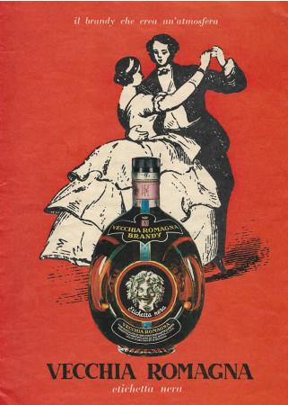 Anni '60 * Anuncio Original "Vecchia Romagna Etichetta Nera, Il Brandy Che Crea Un' Atmosfera" en Passepartout