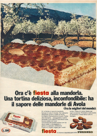 Anni '60 * Anuncio Original "Ferrero Fiesta, Tortina alla Mandorla di Avola" en Passepartout