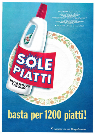 Anni '60 * Anuncio Original "Panigal Sapone Sole Piatti, Basta per 1200 Piatti" en Passepartout