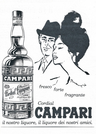 Anos '60 * Anuncio Original "Campari Cordial - MARANGOLO, Fresco Forte Fragrante" en Passepartout