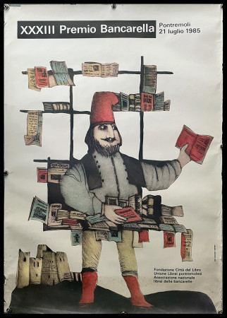 1985 * Cartel Arte Original "XXXIII Premio Bancarella - Pontremoli, Città del Libro" Italia (B-)