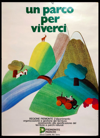 1980 * Cartel Original "Un Parco per Viverci, PIEMONTE Parchi - Studio Muzzarini" Italia (B+)