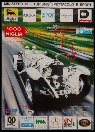 1993 * Cartel Original "Mille 1000 Miglia - Mercedes Benz Typ SSK" Brescia, Italia (B+)