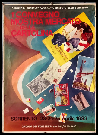 1983 * Cartel Original "Mostra Mercato della Cartolina, Caroselli - Sorrento" Italia (B-)