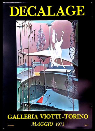 1973 * Cartel Arte Original "DECALAGE - Galleria Viotti, Torino" Italia (B+)