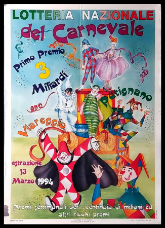 1994 * Cartel Original "Lotteria Nazionale del Carnevale - Viareggio, Putignano"Italia (B)