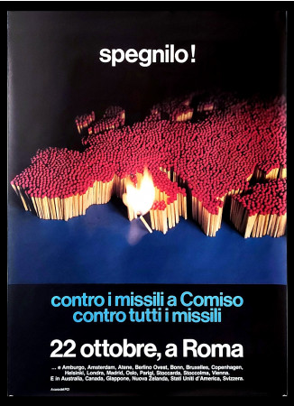 1980ca * Cartel Político Original "PCI - Contro i Missili a Comiso, Sicilia" Italia (B+)