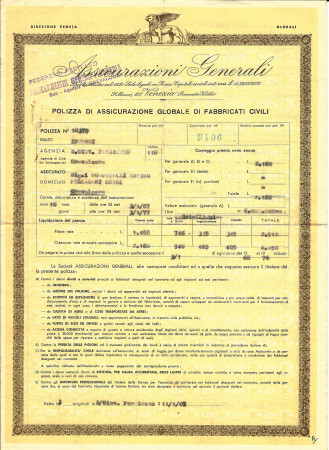 1967 * Seguro “Assicurazioni Generali Venezia” Crevalcore