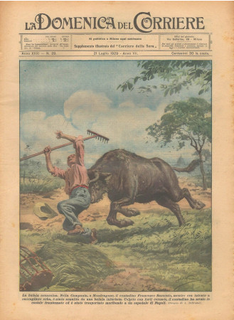 1929 * Revista Histórica Original "La Domenica Del Corriere (N°29) - La Bufala Assassina"