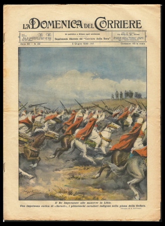 1938 * La Domenica Del Corriere (N°23) "Il Re Imperatore alle Manovre in Libia" Revista Original