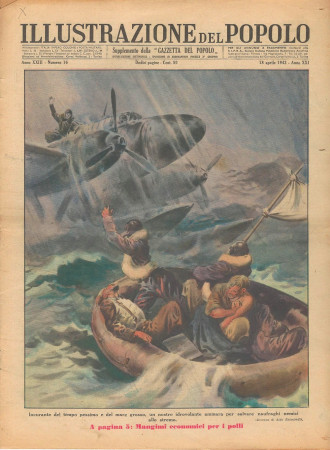 1943 * Illustrazione del Popolo (N°16) "Hidroavión - Domaj Militar Albanés" Revista Original