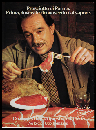 Anos 70 * Anuncio Original "Prosciutto di Parma, Ugo Tognazzi" Italia